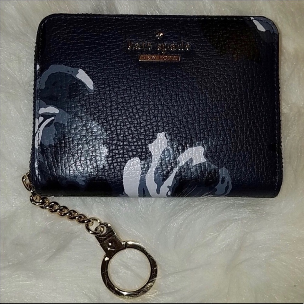 Kate Spade Black and Gray Floral Wallet